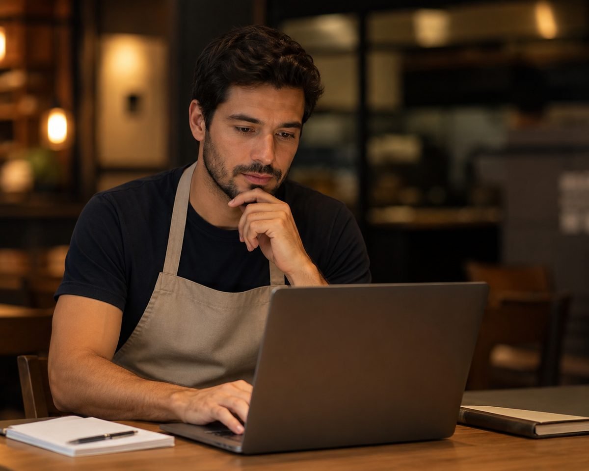 Empreendedor trabalhando no computador